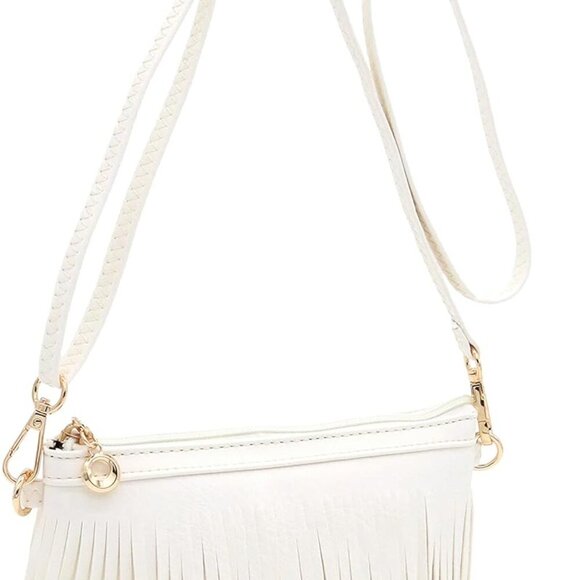 Small Fringe Crossbody Bag with Wrist Strap - Picture 1 of 7